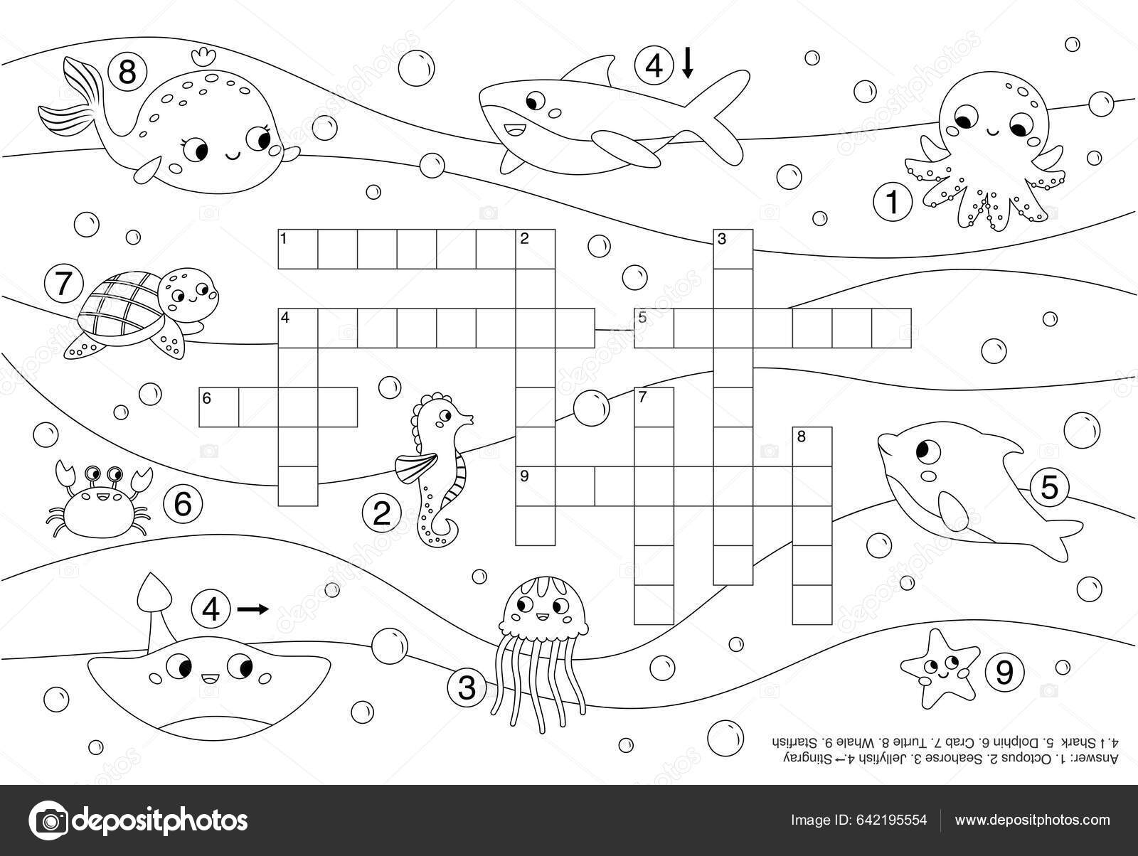 Sea Ocean Animals Crossword Coloring Page Educational Puzzle Game Kids Stock Vector By kristina0702 642195554 Sea Ocean Animals Crossword Coloring Page Educational Puzzle Game Kids Stock Vector By kristina0702 642195554