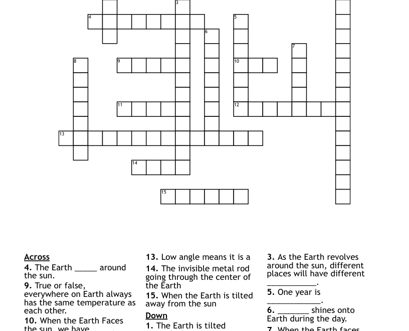 Seasons Crossword Puzzle D WordMint