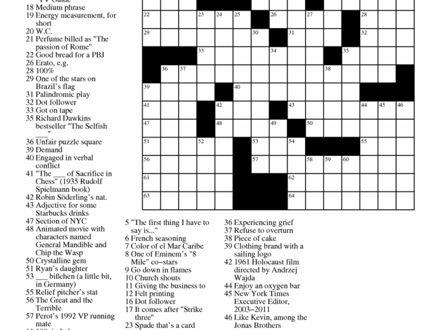 September 2011 Matt Gaffney s Weekly Crossword Contest Page 3