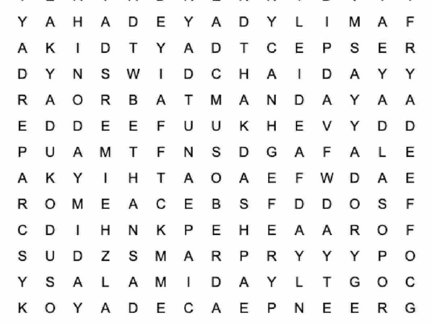September Word Search Printable Free National Days Word Find