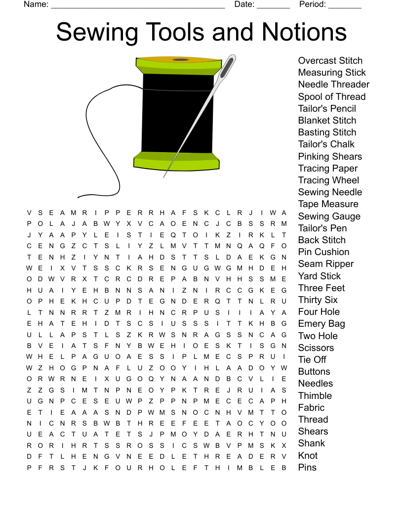 Sewing Tools And Notions Word Search WordMint Sewing Tools And Notions Word Search WordMint