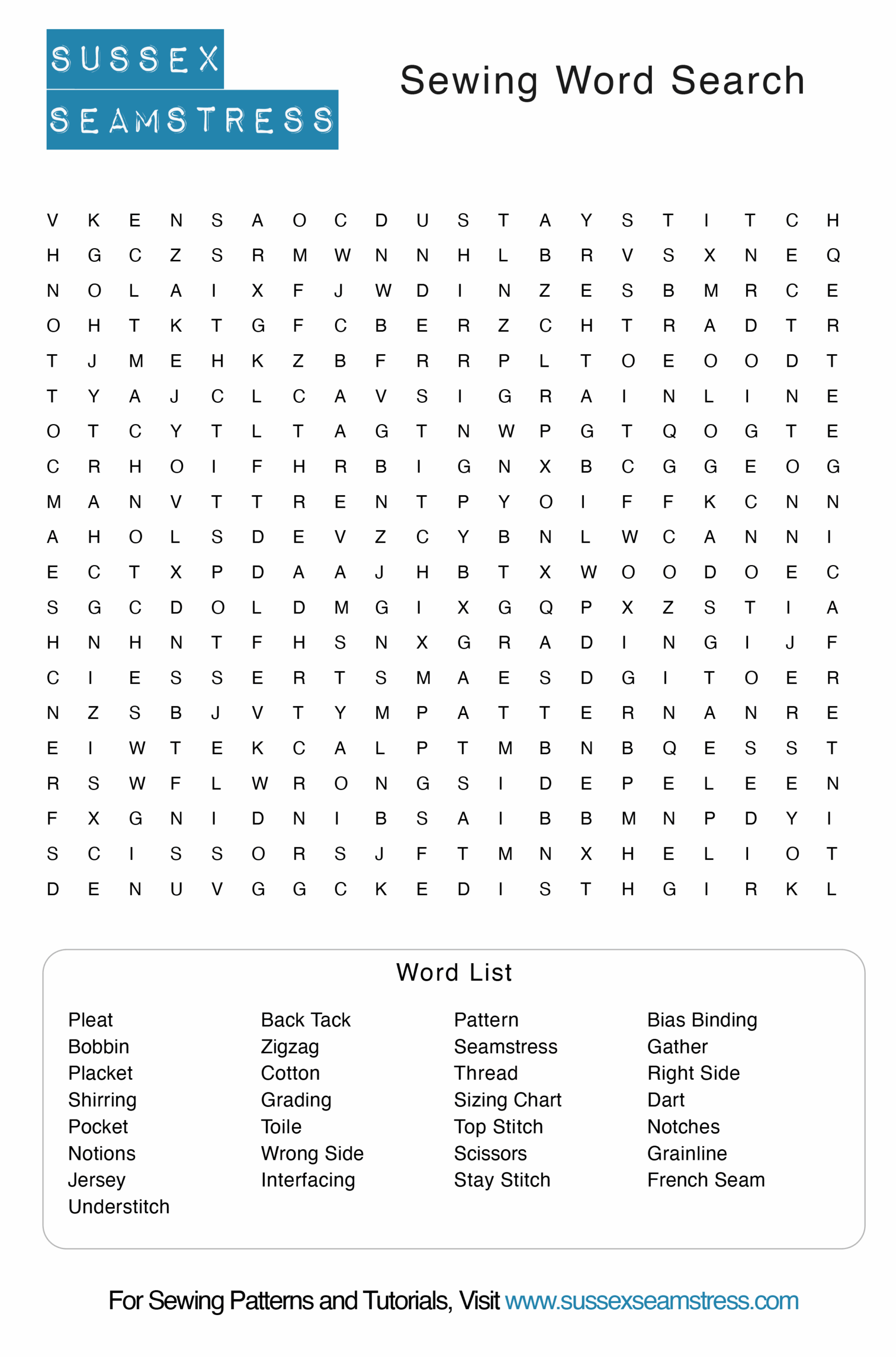 Sewing Tools Crossword Puzzle Printable Sewing Tools Crossword Puzzle Printable