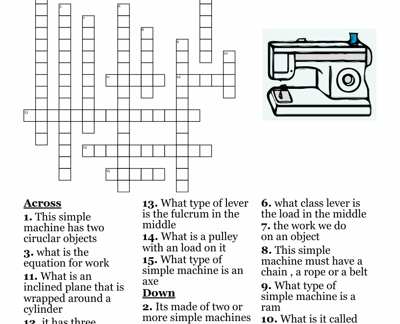 Simple Machines Crossword WordMint