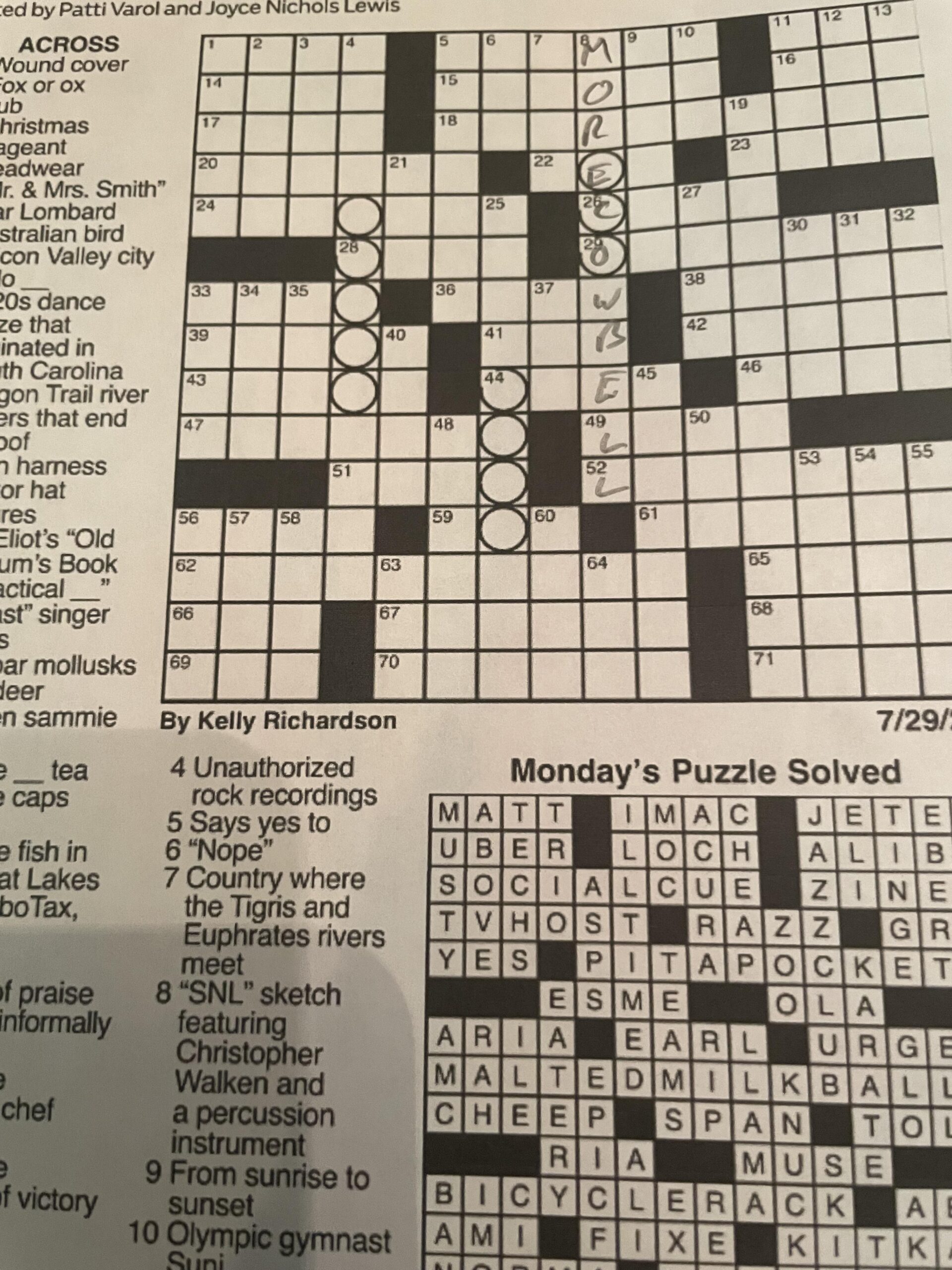 SNL As A Theme Answer In The LA Tribune Crossword R LiveFromNewYork