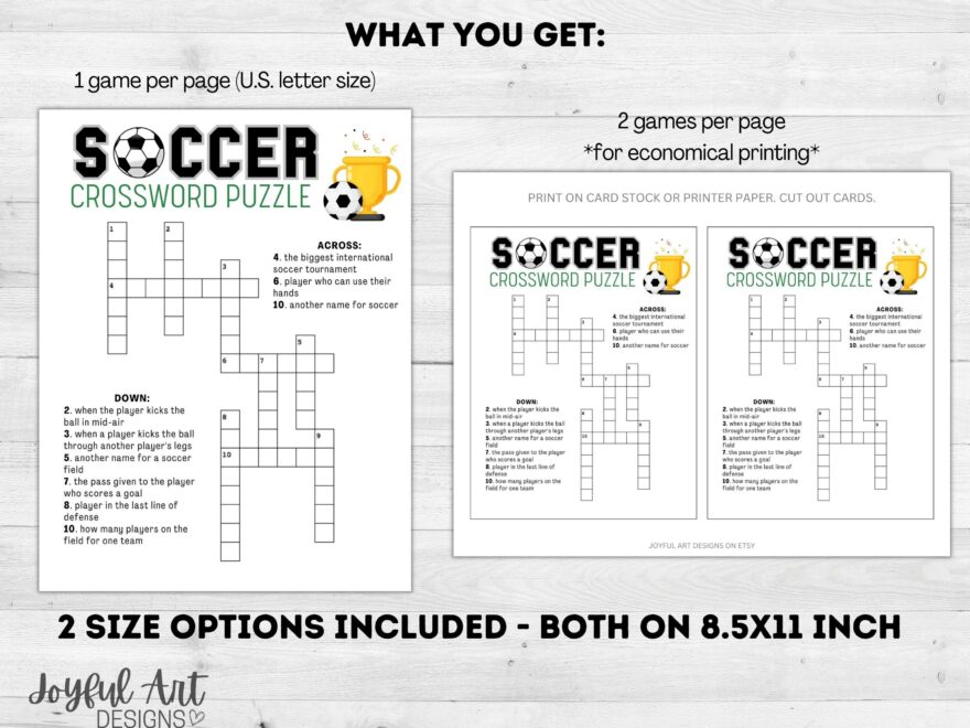 Soccer Crossword Puzzle Printable Soccer Team Party Games Soccer Games For Kids Adults World Cup Activities Birthday Games Etsy