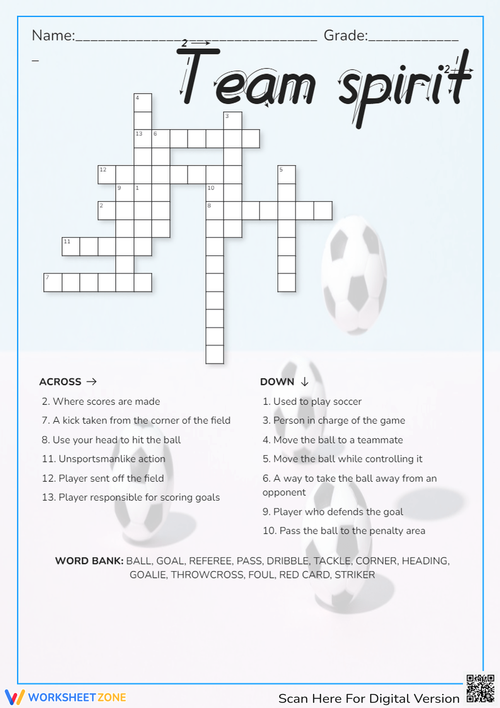 Soccer Crossword Puzzle Worksheets Printable Soccer Crossword Puzzle Worksheets Printable