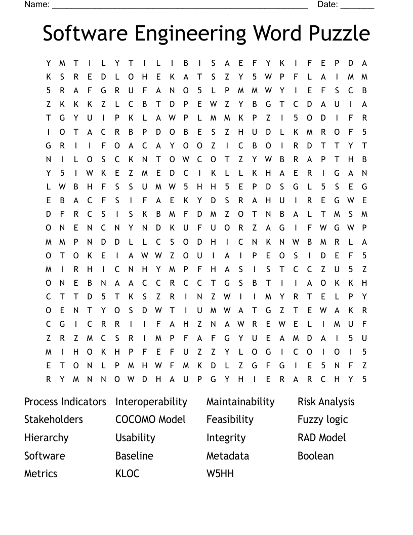 Software Engineering Word Puzzle Word Search WordMint Software Engineering Word Puzzle Word Search WordMint