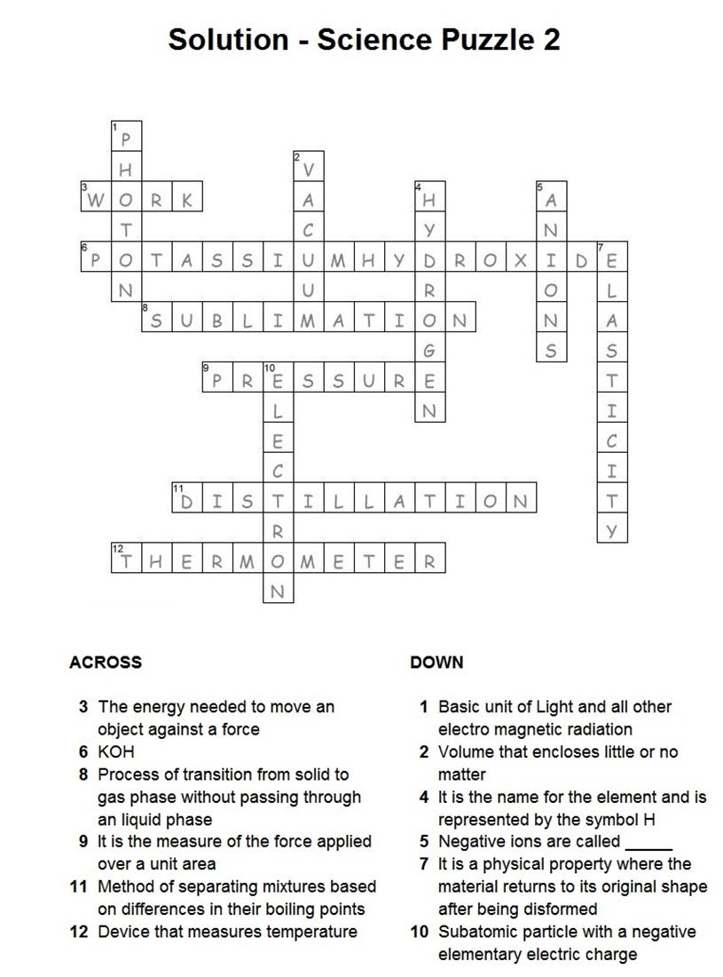 Solution Science Puzzle 2 Solution Science Puzzle 2