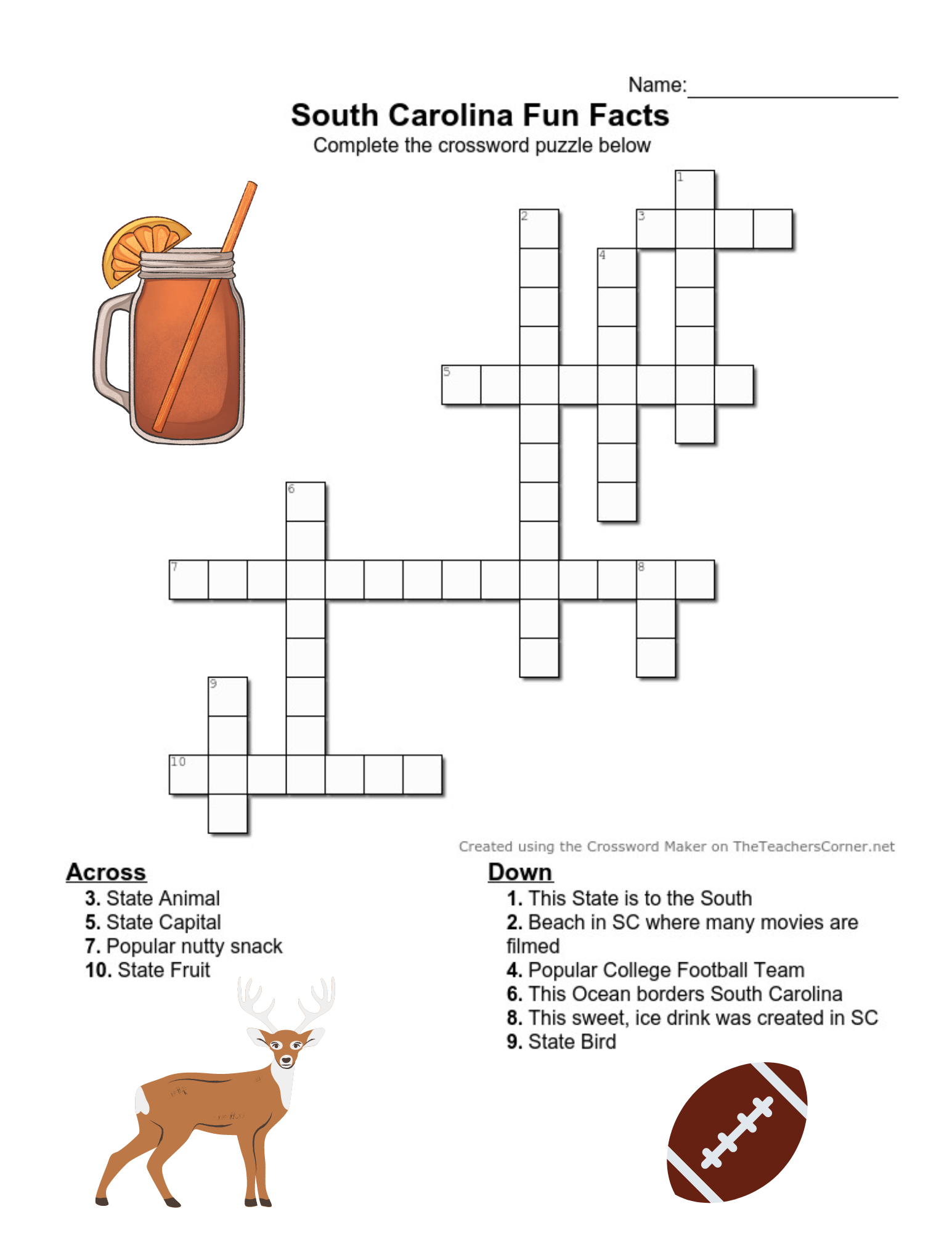 South Carolina Crossword Puzzle Classful