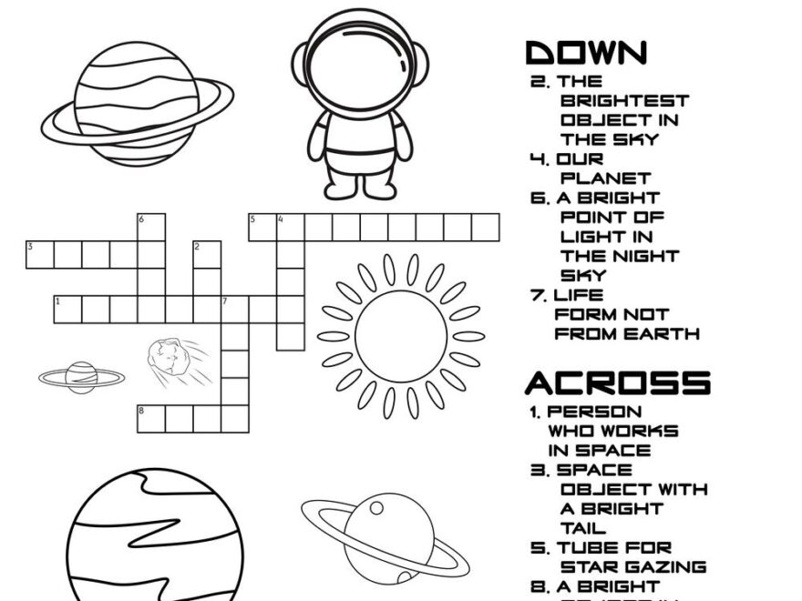 Space Crossword Puzzle Beeloo Printable Crafts And Activities For Kids