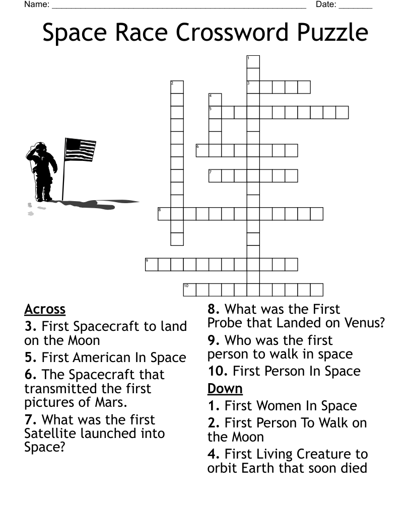 Space Race Crossword Puzzle WordMint