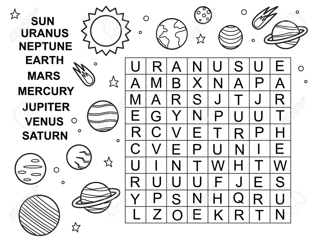 Planets Crossword Puzzles Printable Education
