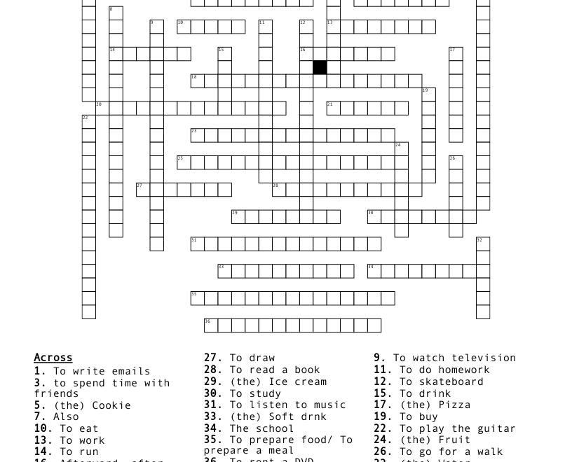 Spanish 1A Vocab Part 1 Crossword WordMint