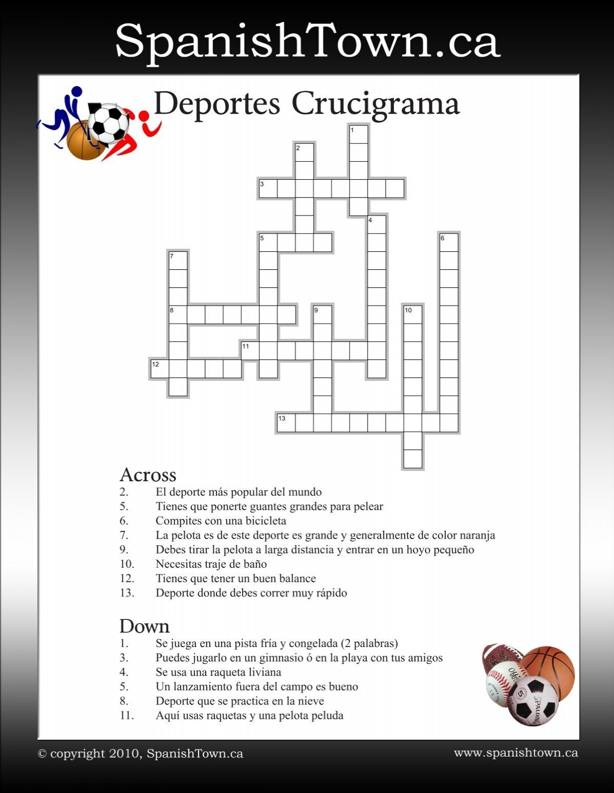 Spanish Crossword Printable Spanish Crossword Printable