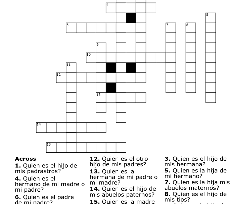 Spanish Family Members Crossword WordMint