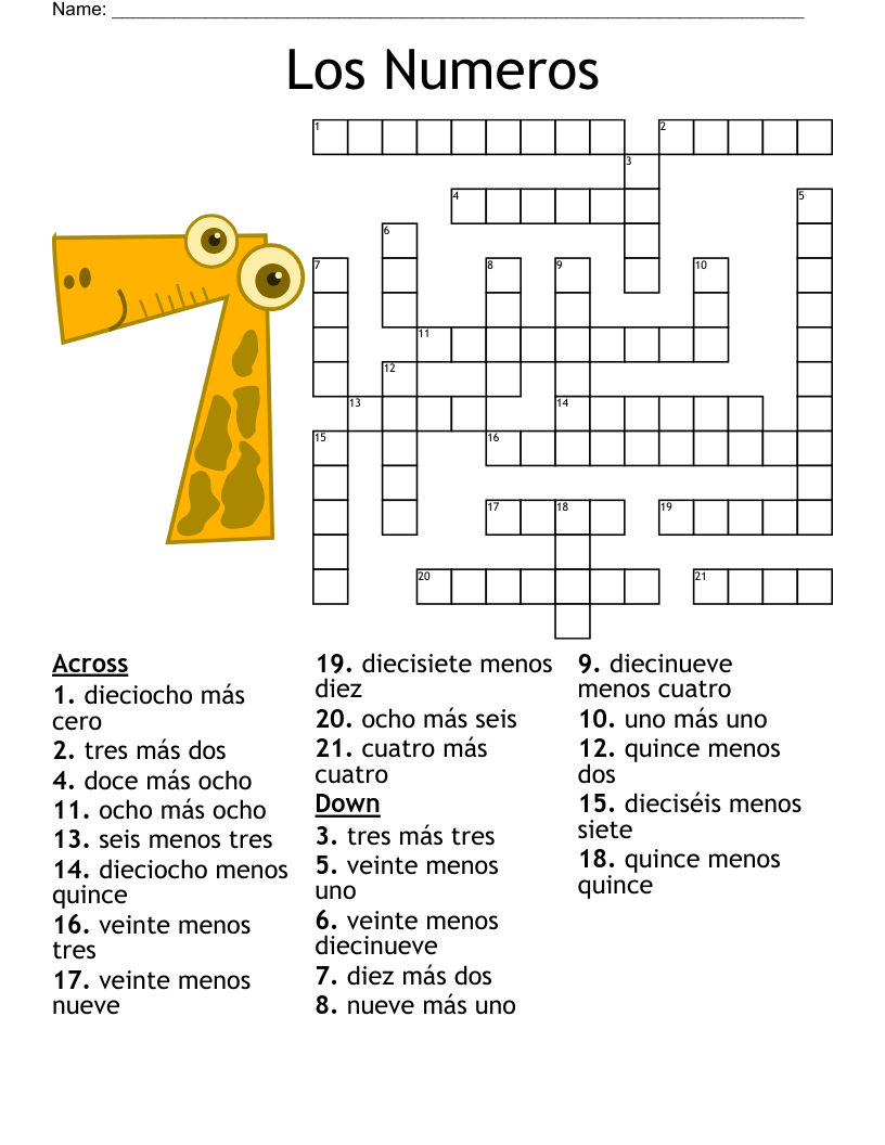 Spanish Numbers English To Spanish 1 100 Crossword WordMint