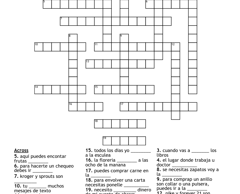 Spanish Puzzle Crossword WordMint