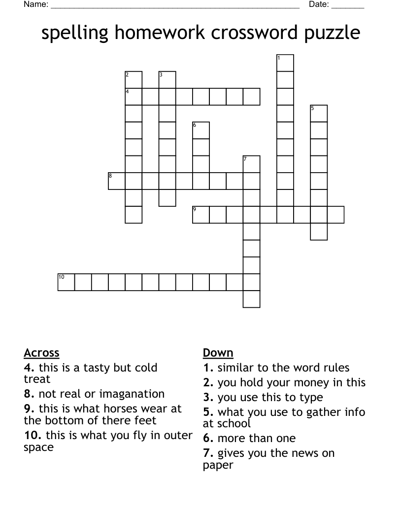 Spelling Homework Crossword Puzzle WordMint Spelling Homework Crossword Puzzle WordMint