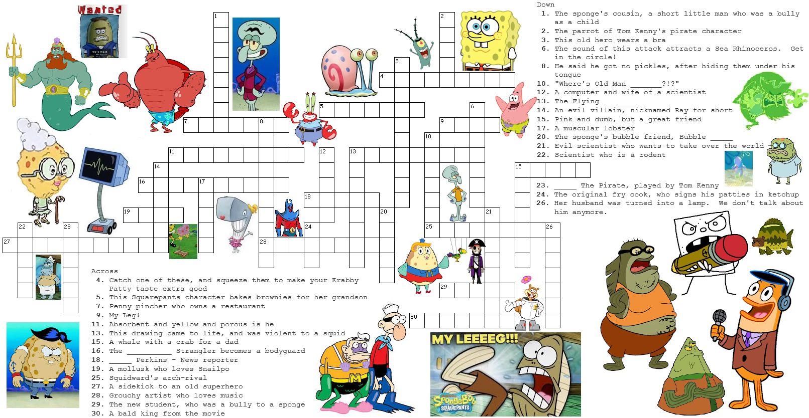 Spongebob Crossword Puzzle R spongebob Spongebob Crossword Puzzle R spongebob