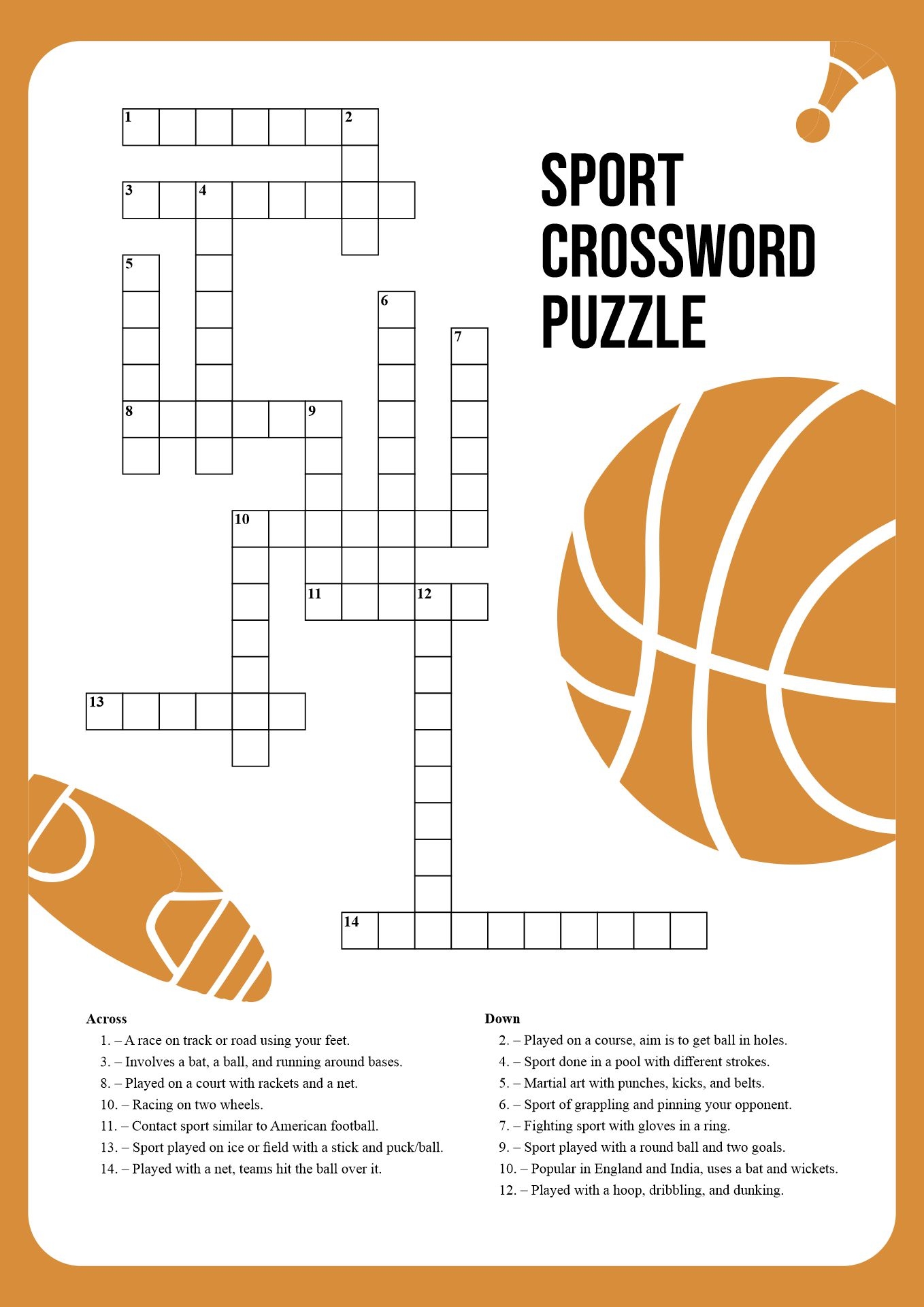 Printable Crossword Puzzles For Adults With Sports Printable Crossword Puzzles For Adults With Sports