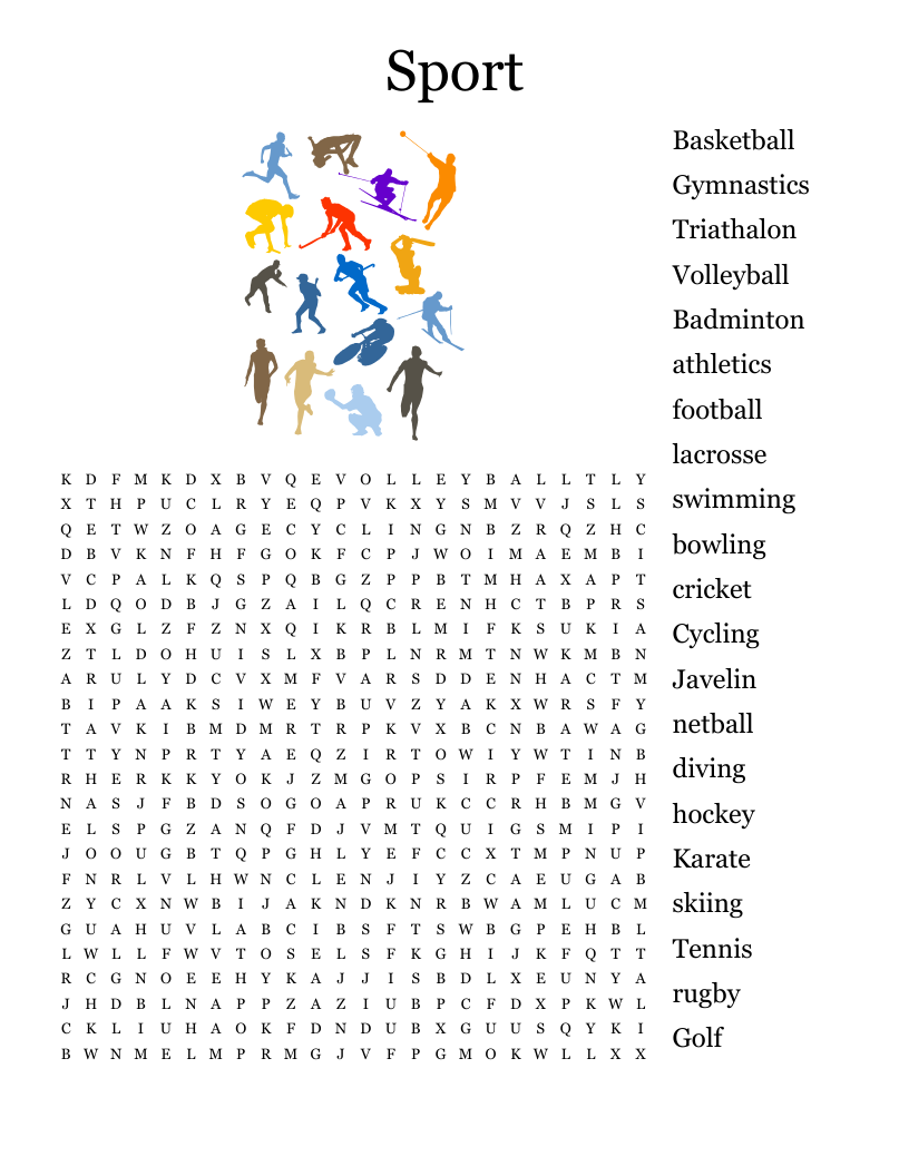 Sport Word Search WordMint Sport Word Search WordMint