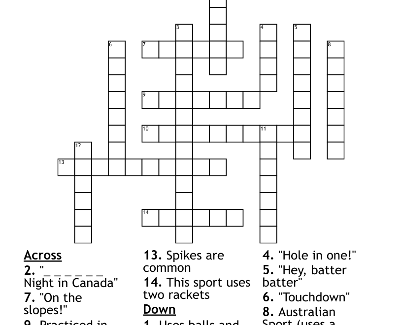 Sports Cross Word WordMint