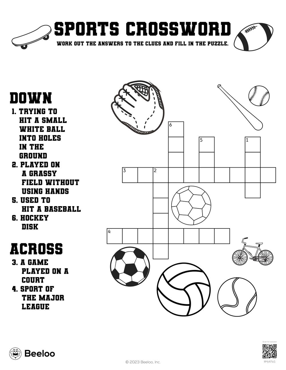 Sports Crossword Beeloo Printable Crafts And Activities For Kids Sports Crossword Beeloo Printable Crafts And Activities For Kids