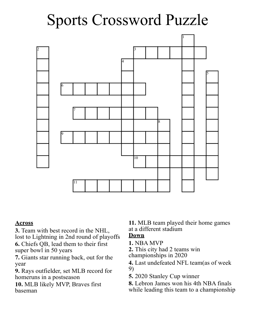 Sports Crossword Puzzle WordMint Sports Crossword Puzzle WordMint