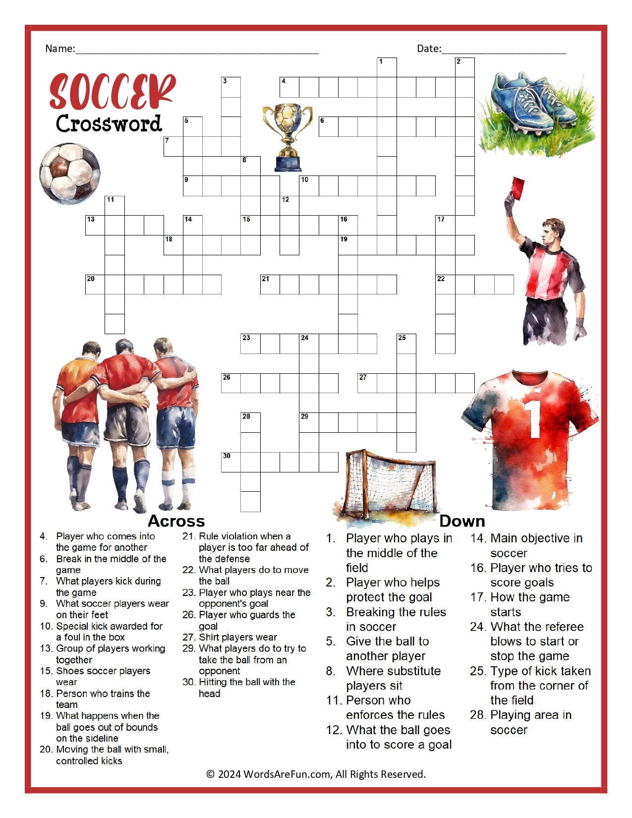 Sports Crossword Puzzles
