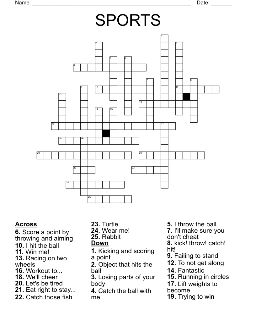 SPORTS Crossword WordMint SPORTS Crossword WordMint