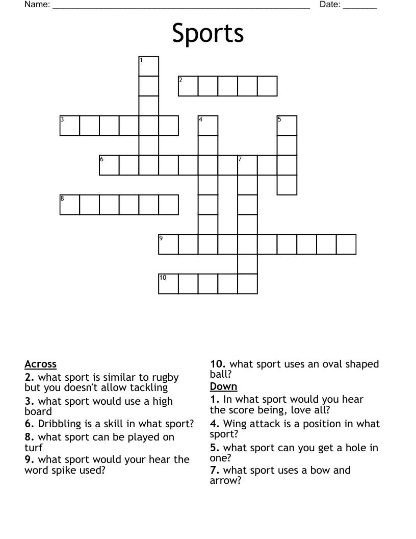 Sports Crossword WordMint Sports Crossword WordMint