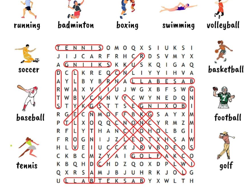 Sports Names Word Search Sports Puzzle Mind Training TPT