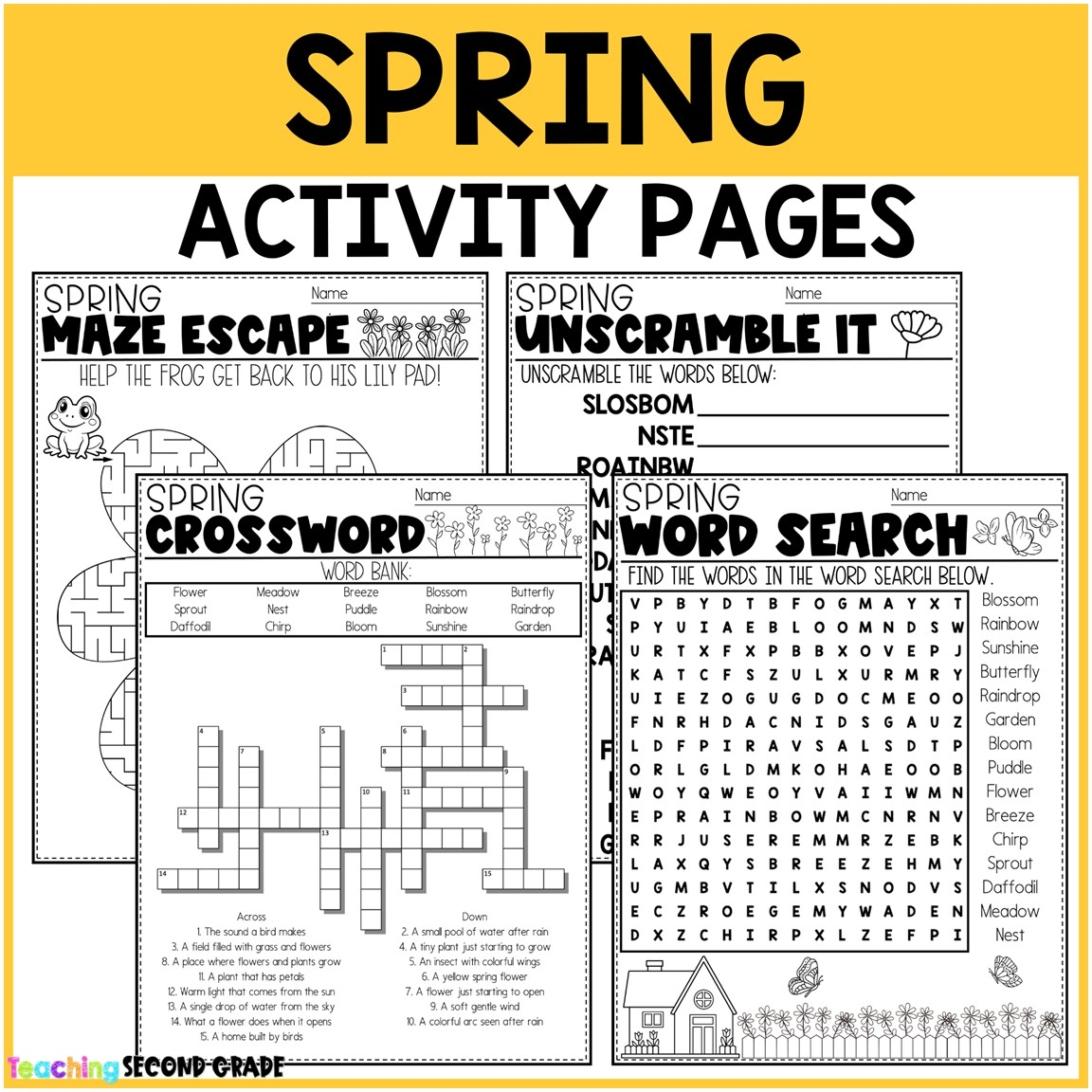 Spring Activity Fun Pack Word Search Crossword Scrambled Word Maze Teaching Ideas Made Easy Spring Activity Fun Pack Word Search Crossword Scrambled Word Maze Teaching Ideas Made Easy