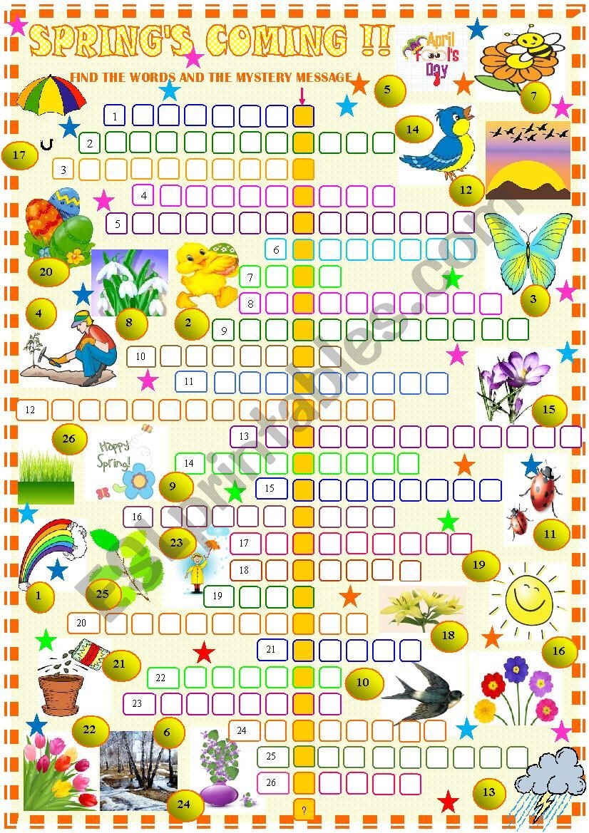 Spring crossword Puzzle ESL Worksheet By Spied d aignel Spring crossword Puzzle ESL Worksheet By Spied d aignel