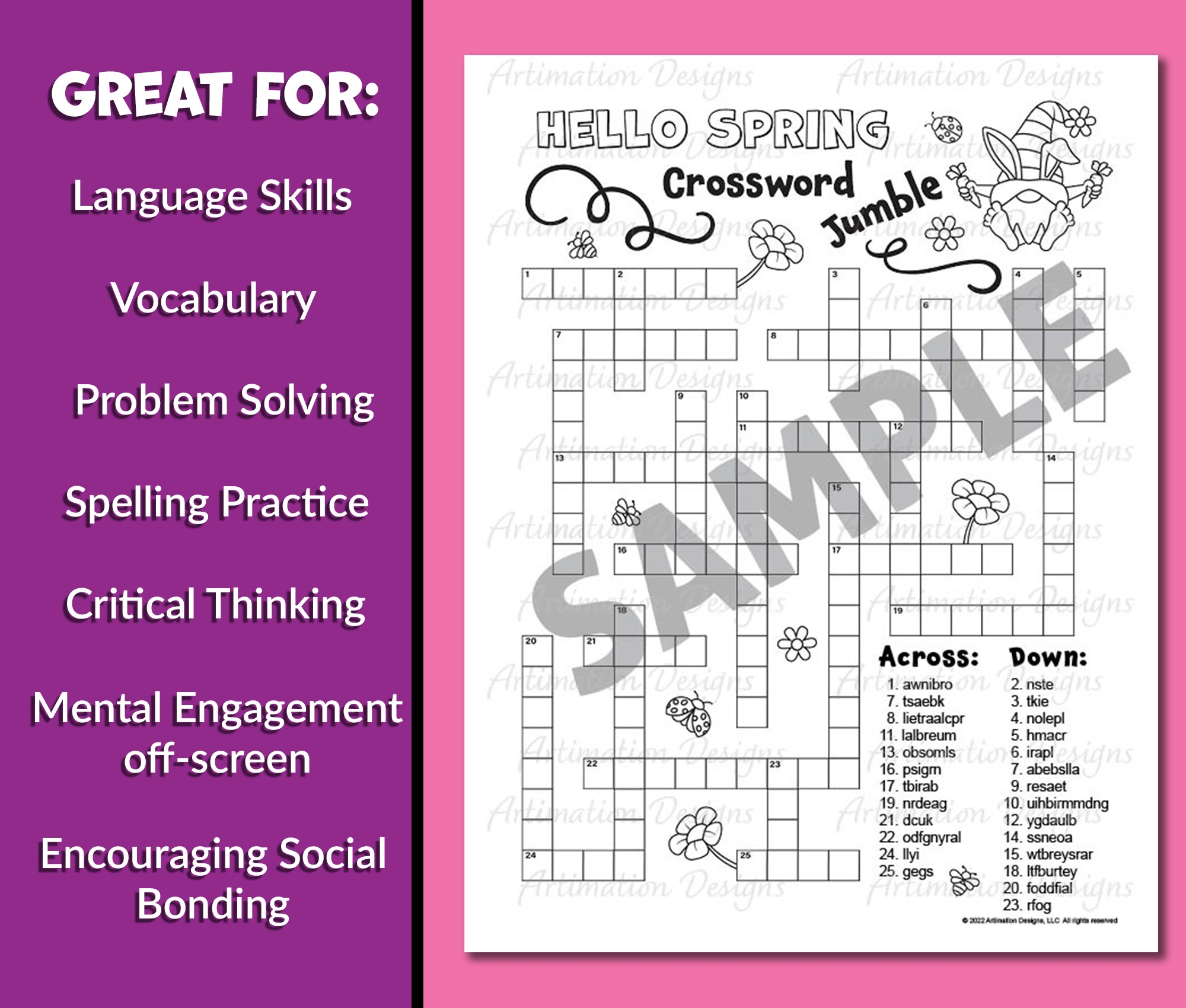 Spring Crossword Puzzle Word Scramble Printable Word Jumble Game Classful Spring Crossword Puzzle Word Scramble Printable Word Jumble Game Classful