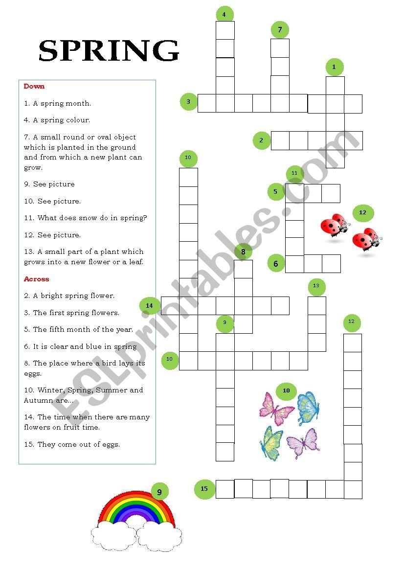 Spring Crosswords ESL Worksheet By Alisa261213 Spring Crosswords ESL Worksheet By Alisa261213
