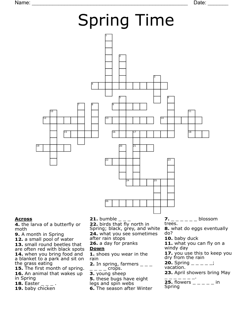 Spring Time Crossword WordMint