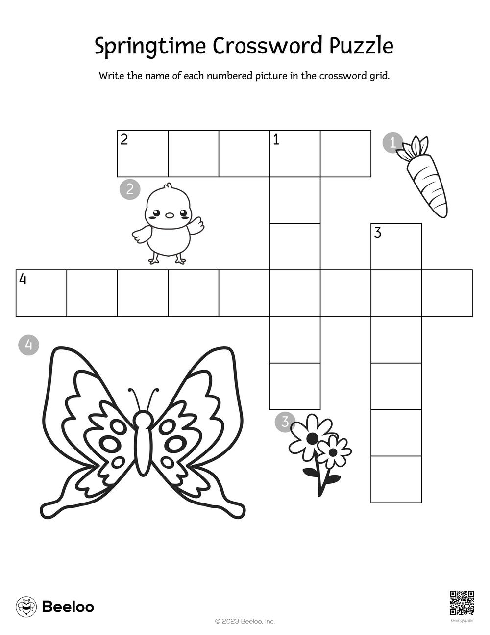 Springtime Crossword Puzzle Beeloo Printable Crafts And Activities For Kids