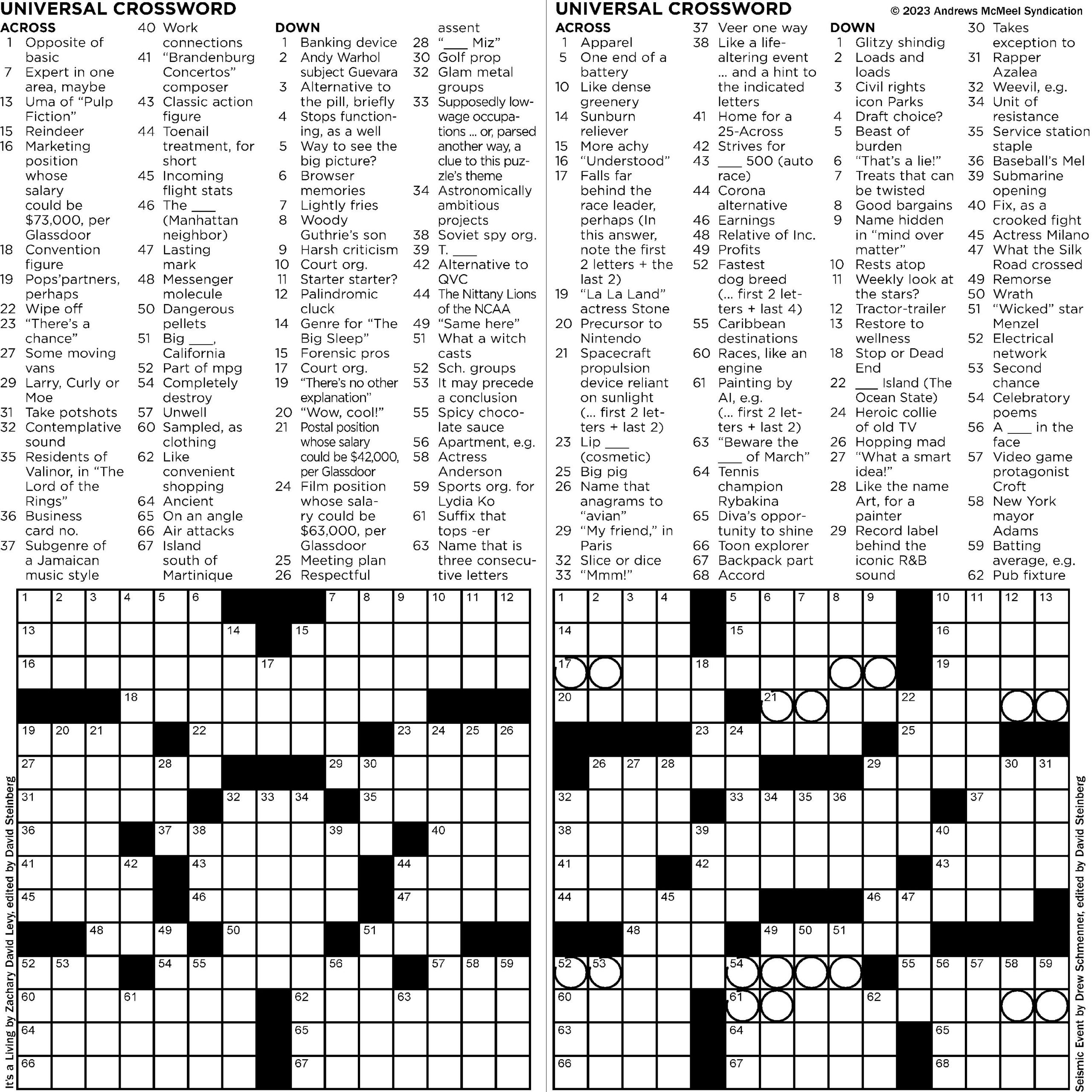 Universal Crossword Puzzle Printable Universal Crossword Puzzle Printable