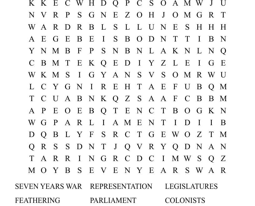 STAMP ACT WORD SEARCH WordMint