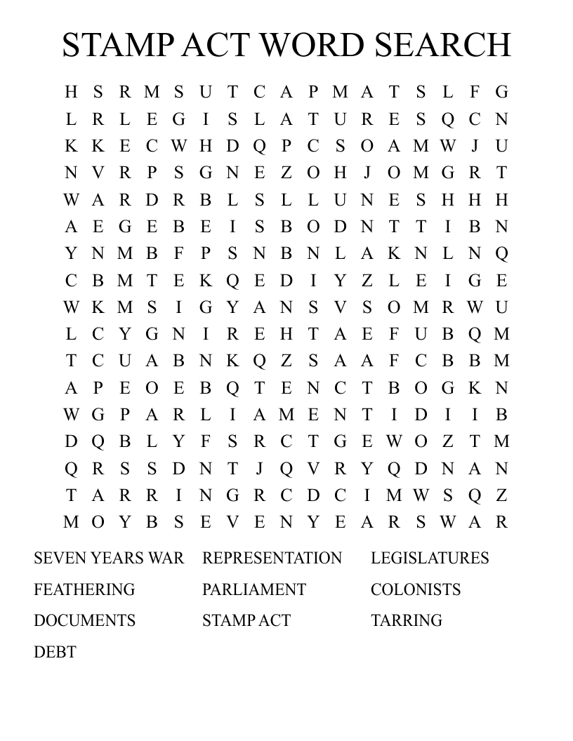 STAMP ACT WORD SEARCH WordMint STAMP ACT WORD SEARCH WordMint
