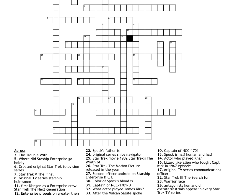 Star Trek Crossword WordMint