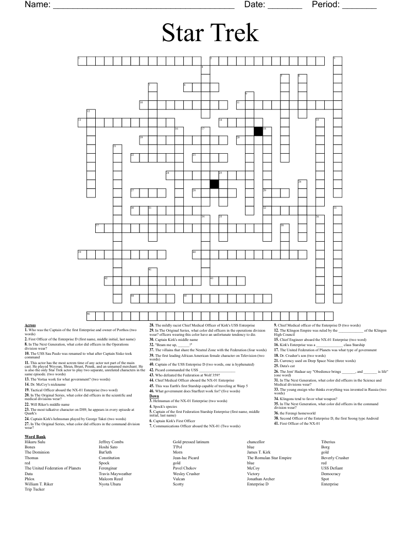 Star Trek Crossword WordMint Star Trek Crossword WordMint