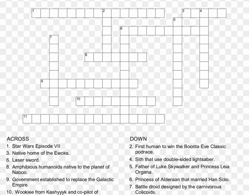 Star Wars Crossword Game Star Wars Printable Game Clipart 91646 PikPng