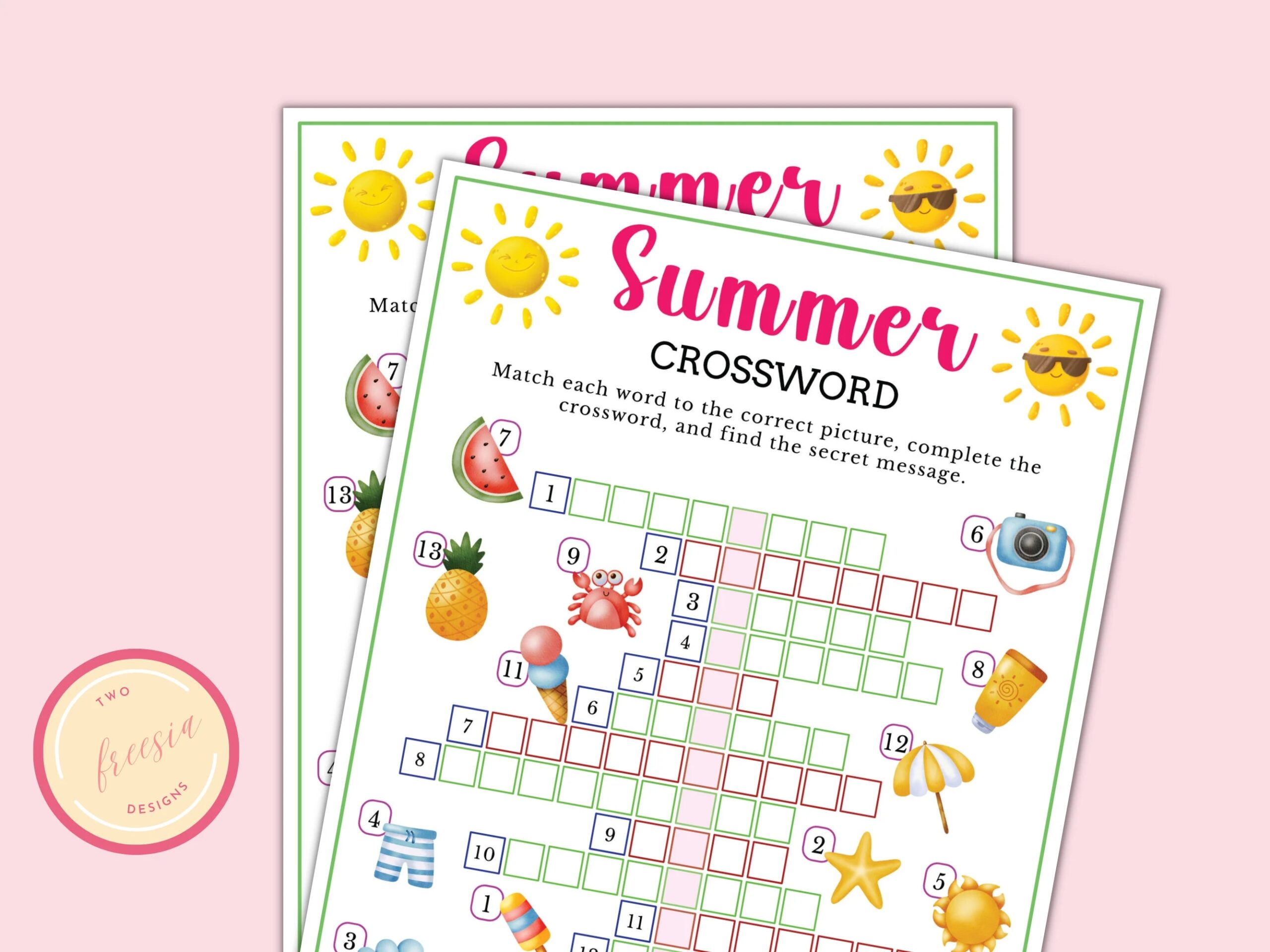 Summer Vacation Printable Crossword Puzzle
