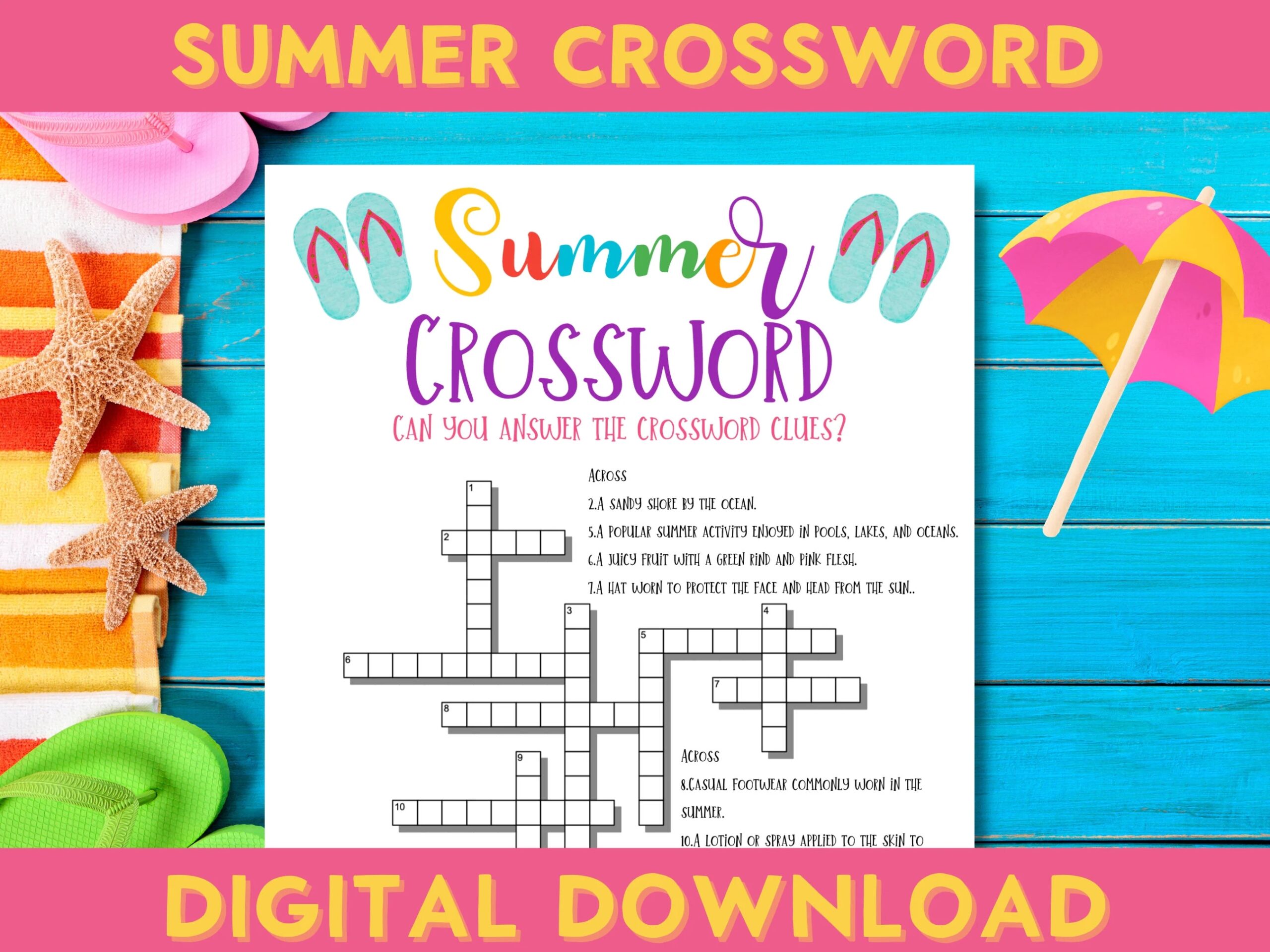 Summer Crossword Page Printable Activities Pool Party Family Fun End Of School Activities Etsy Summer Crossword Page Printable Activities Pool Party Family Fun End Of School Activities Etsy