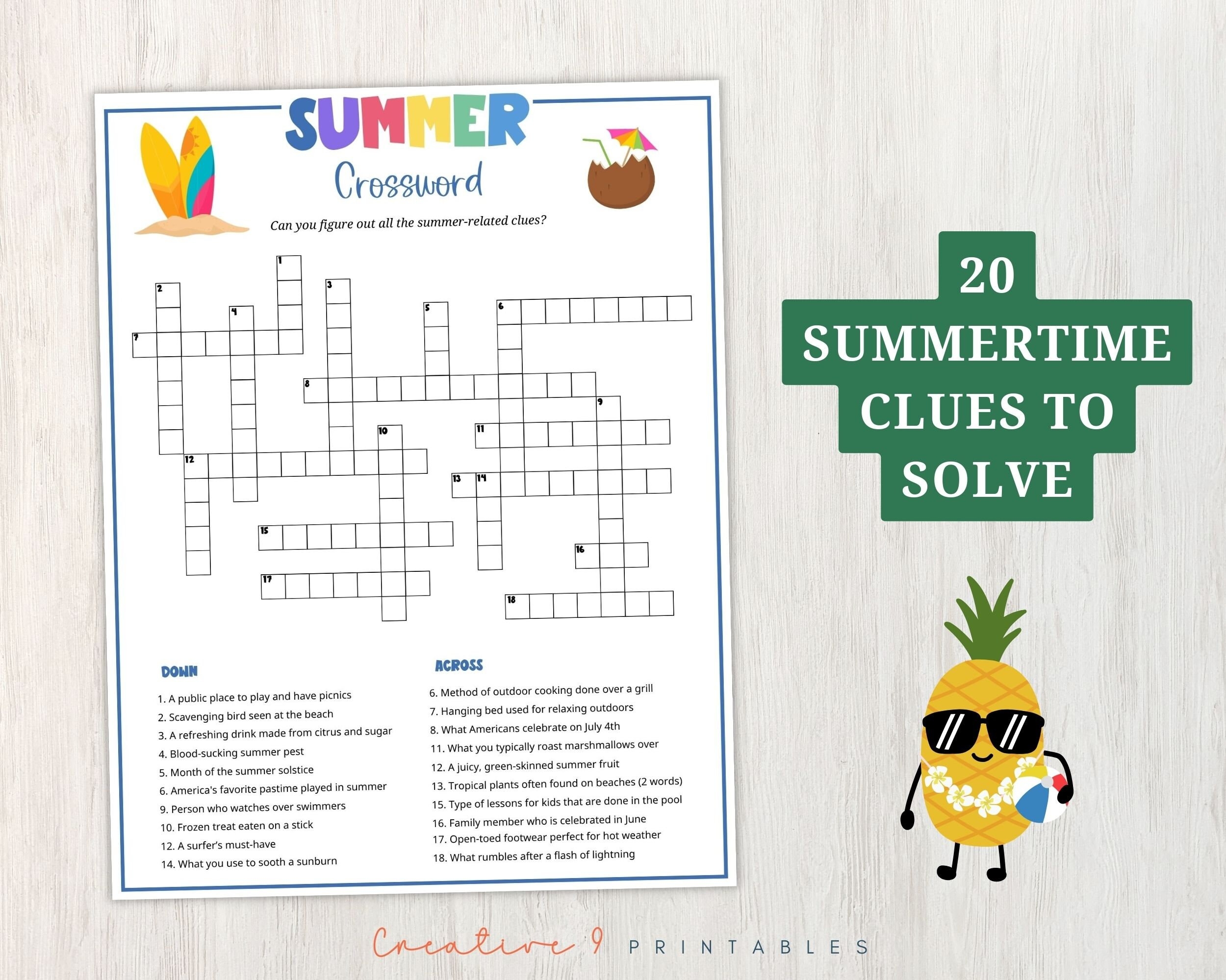 Summer Crossword Puzzle For Kids And Adults Fun Printable Summertime Word Game For Parties Picnics And Family Gatherings Instant Download Etsy Summer Crossword Puzzle For Kids And Adults Fun Printable Summertime Word Game For Parties Picnics And Family Gatherings Instant Download Etsy
