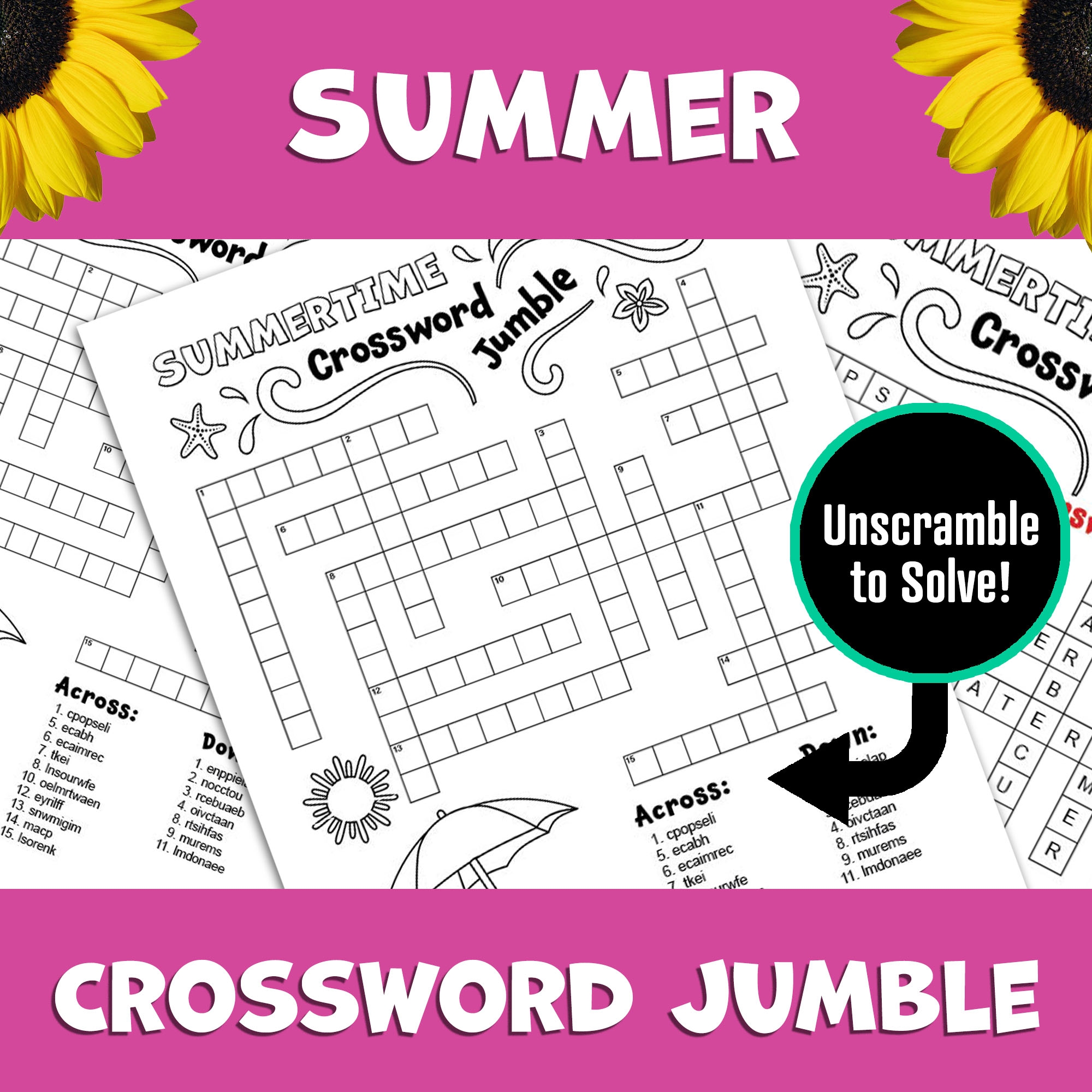 Summer Crossword Puzzles Printable Summer Crossword Puzzles Printable
