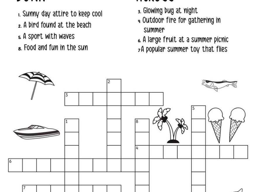 Summer themed Crossword Puzzles Beeloo Printable Crafts And Activities For Kids