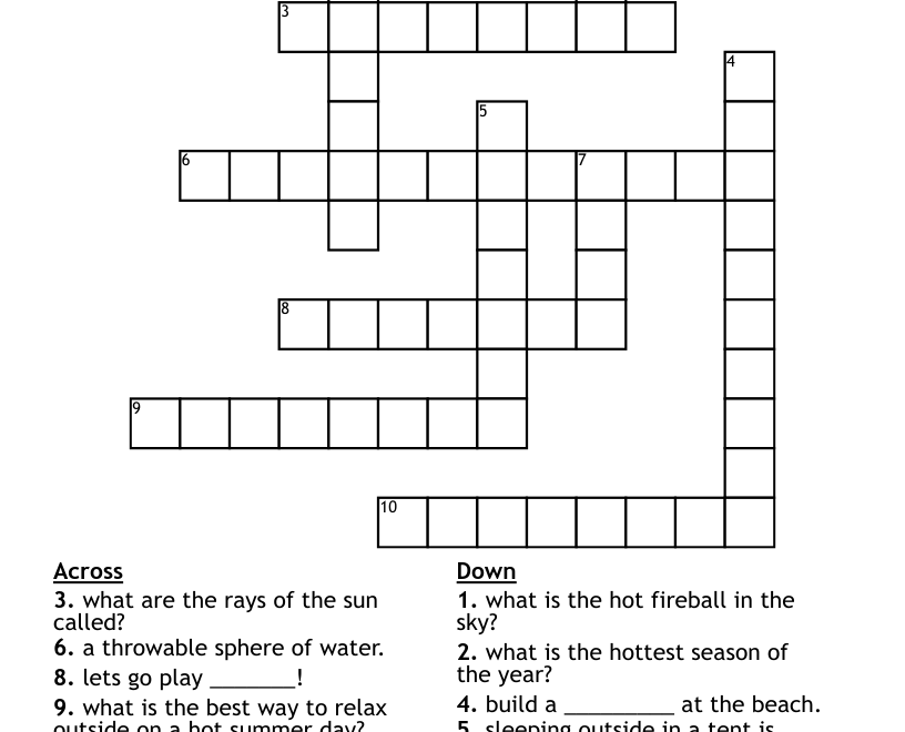 Summer Vacation Crossword WordMint